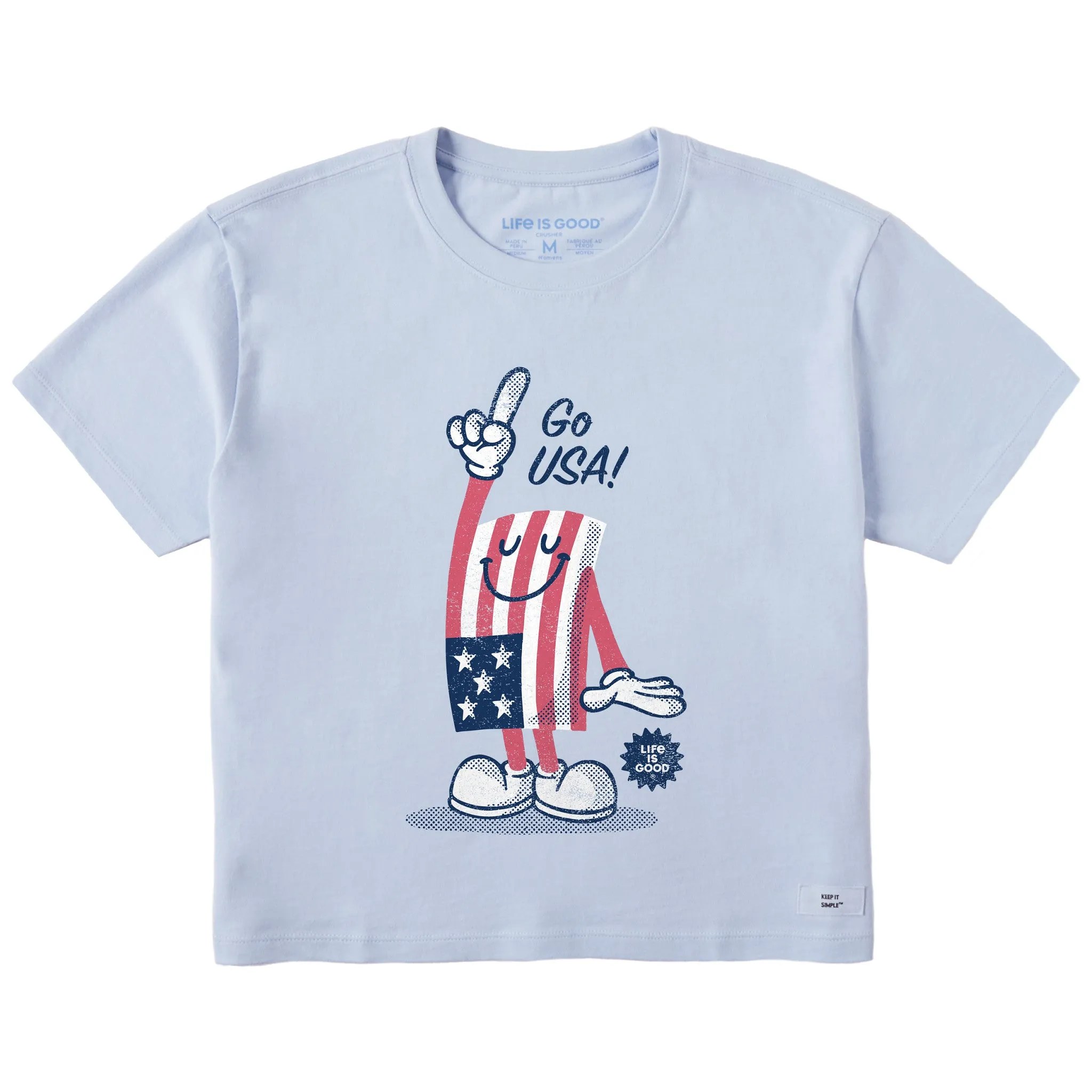 Women's Go USA Flag Guy Short Sleeve Crusher Boxy Tee Life is Good