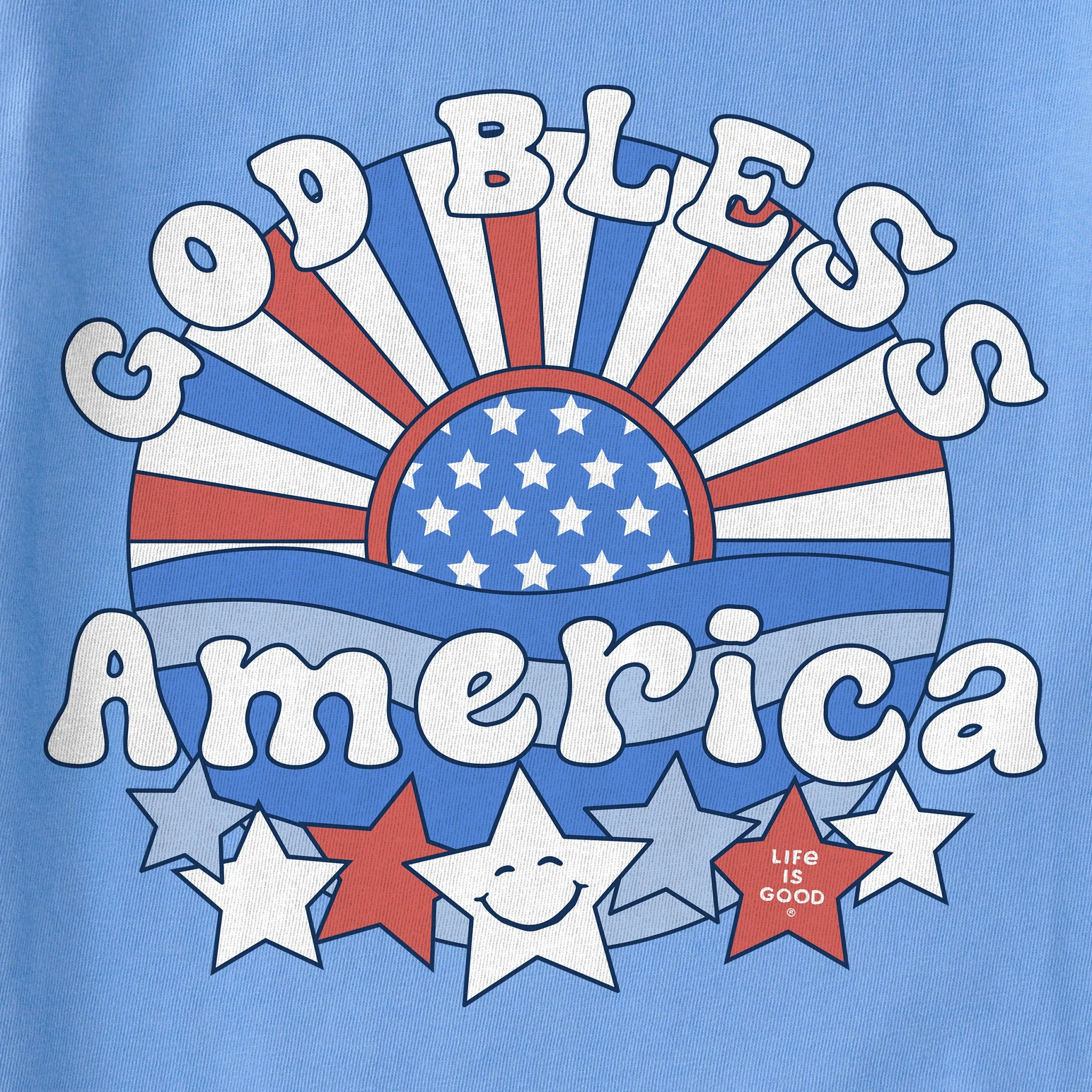 Women's God Bless America Short Sleeve Crusher Boxy Tee Life is Good