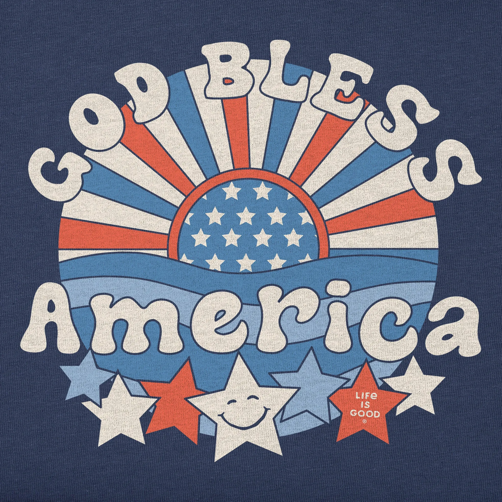 Women's God Bless America Short Sleeve Crusher Vee Life is Good