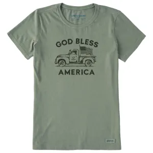 Women's God Bless American Trucks Short Sleeve Crusher Tee Life is Good