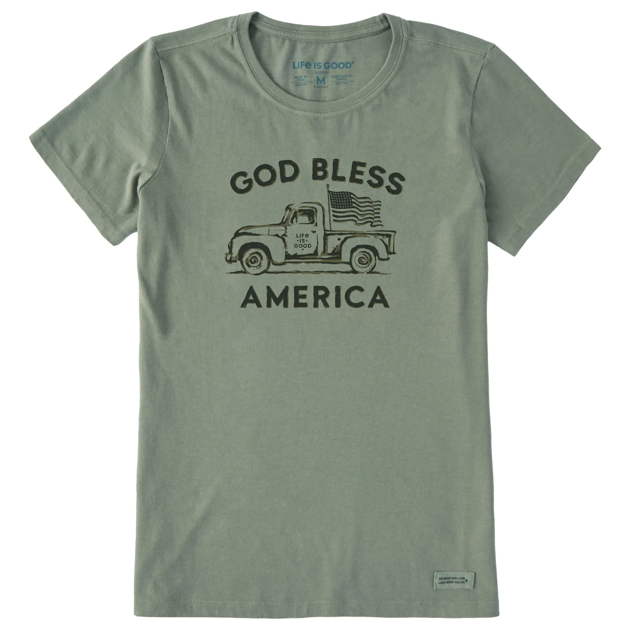 Women's God Bless American Trucks Short Sleeve Crusher Tee Life is Good