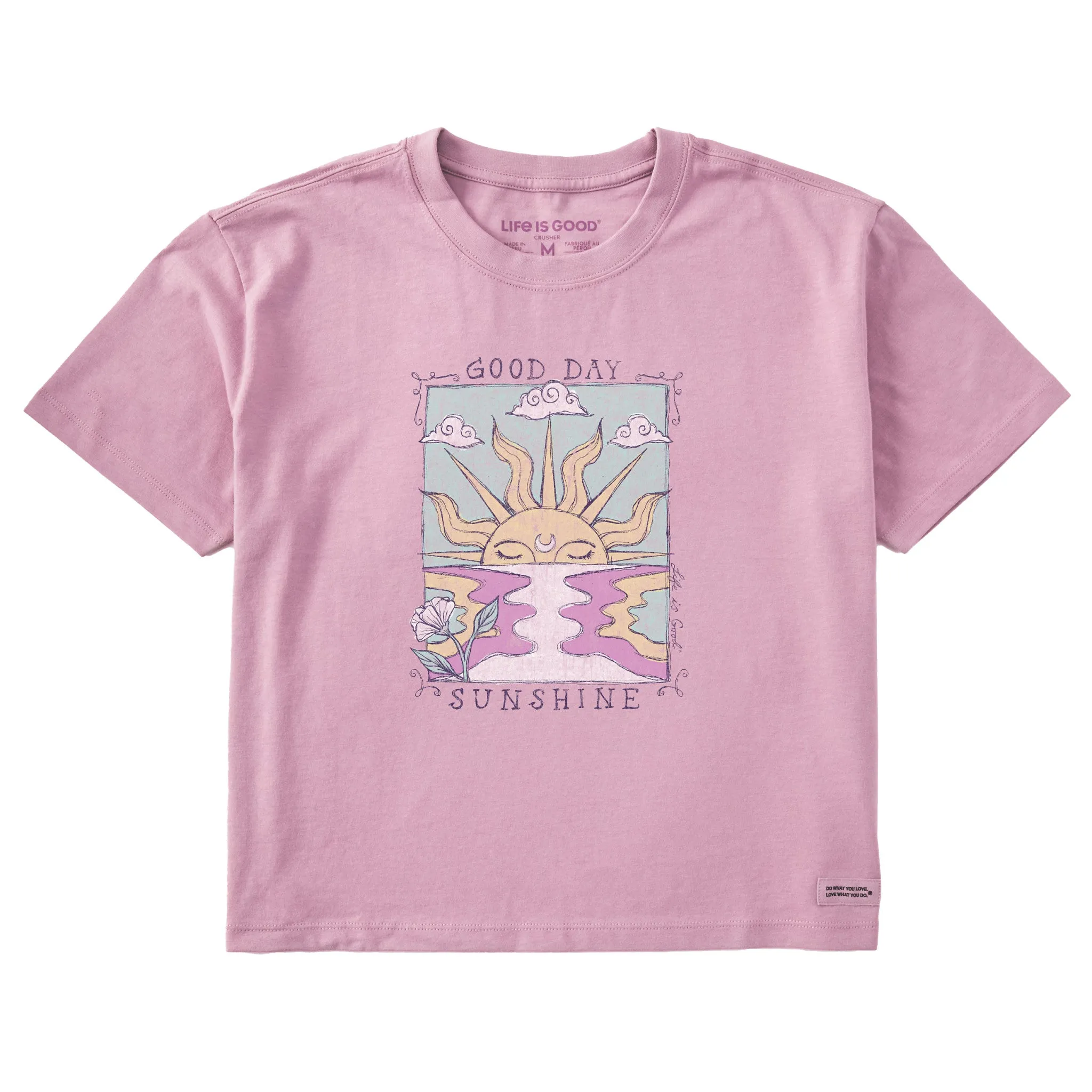 Women's Good Day Sunshine Ocean Short Sleeve Crusher Boxy Tee Life is Good