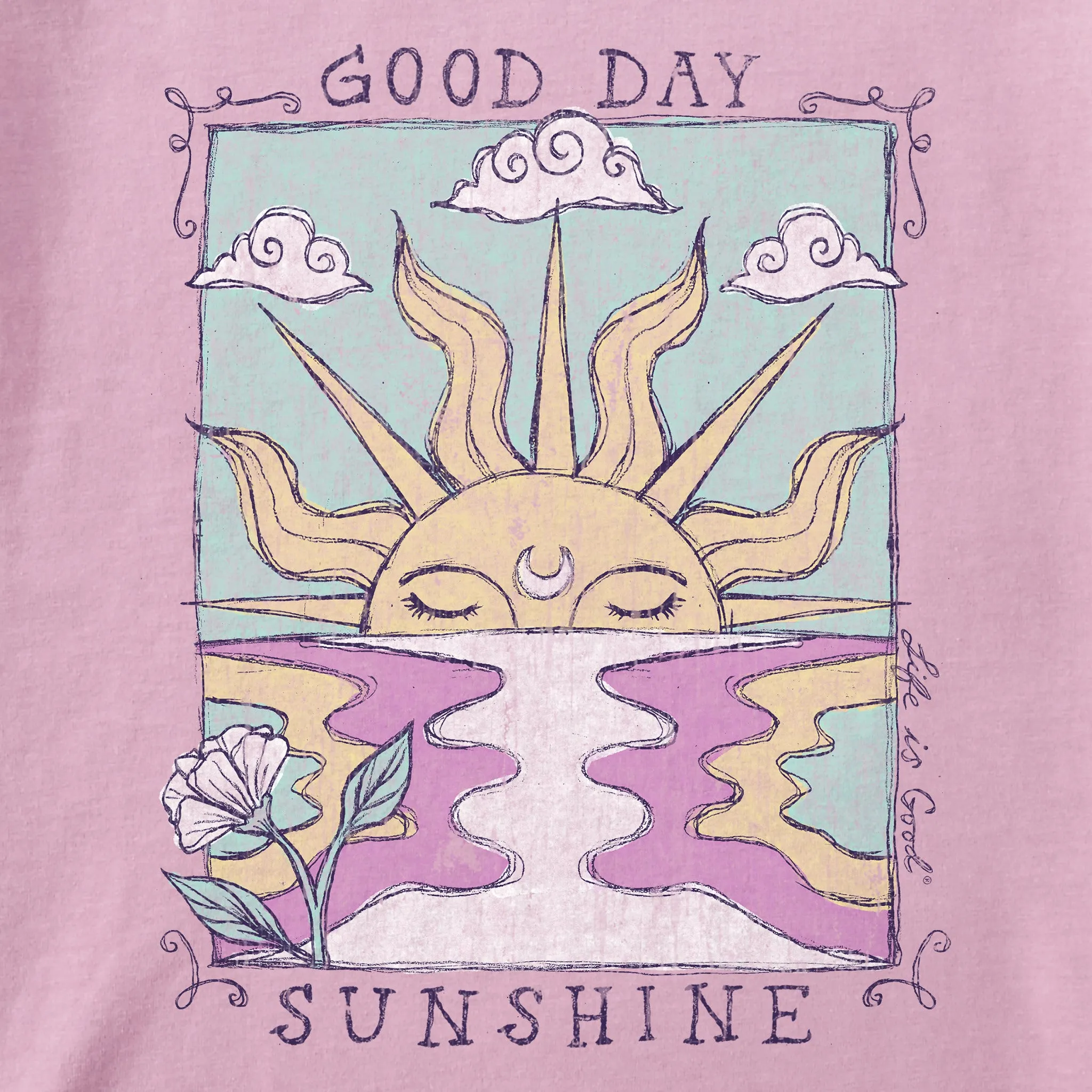 Women's Good Day Sunshine Ocean Short Sleeve Crusher Boxy Tee Life is Good