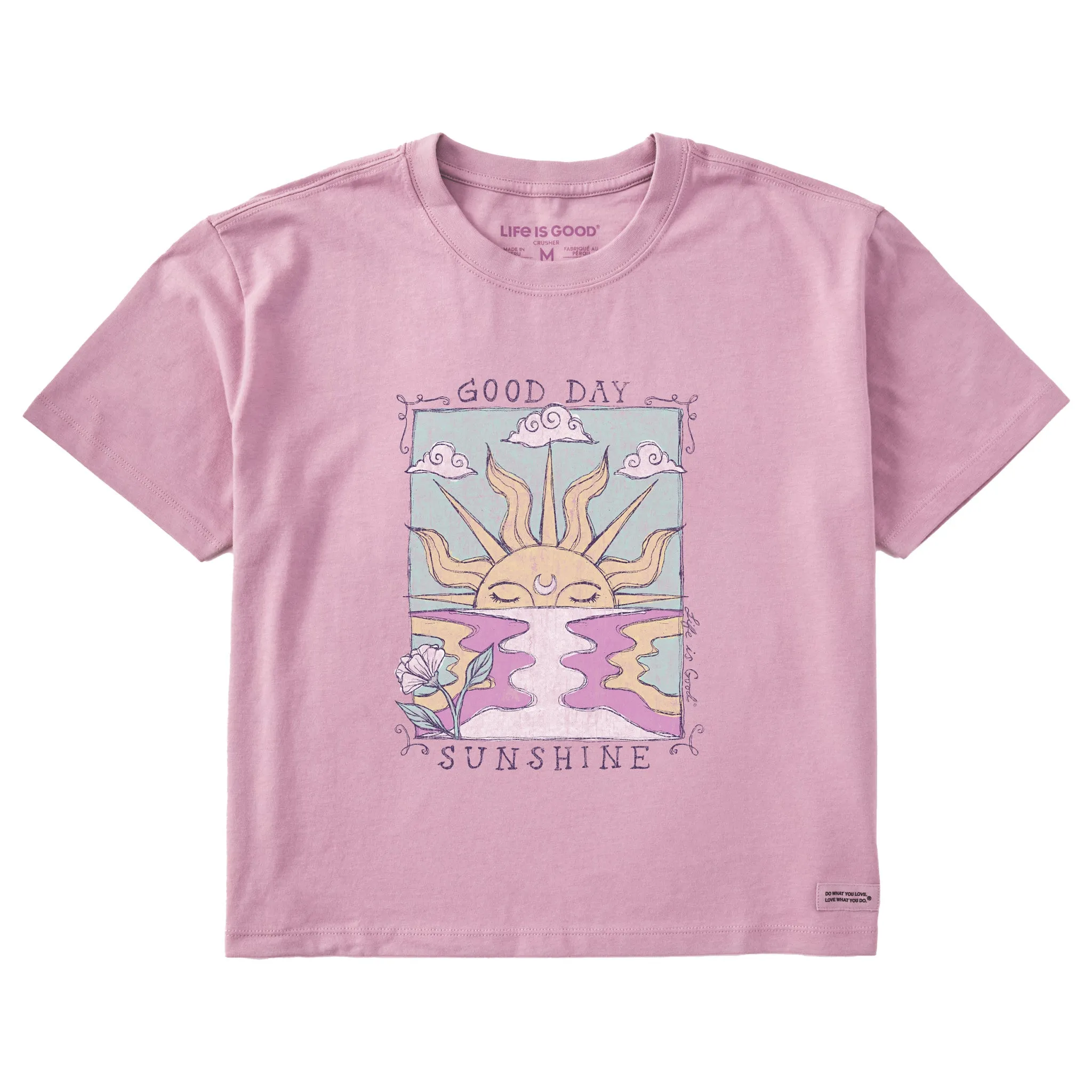 Women's Good Day Sunshine Ocean Short Sleeve Crusher Boxy Tee Life is Good