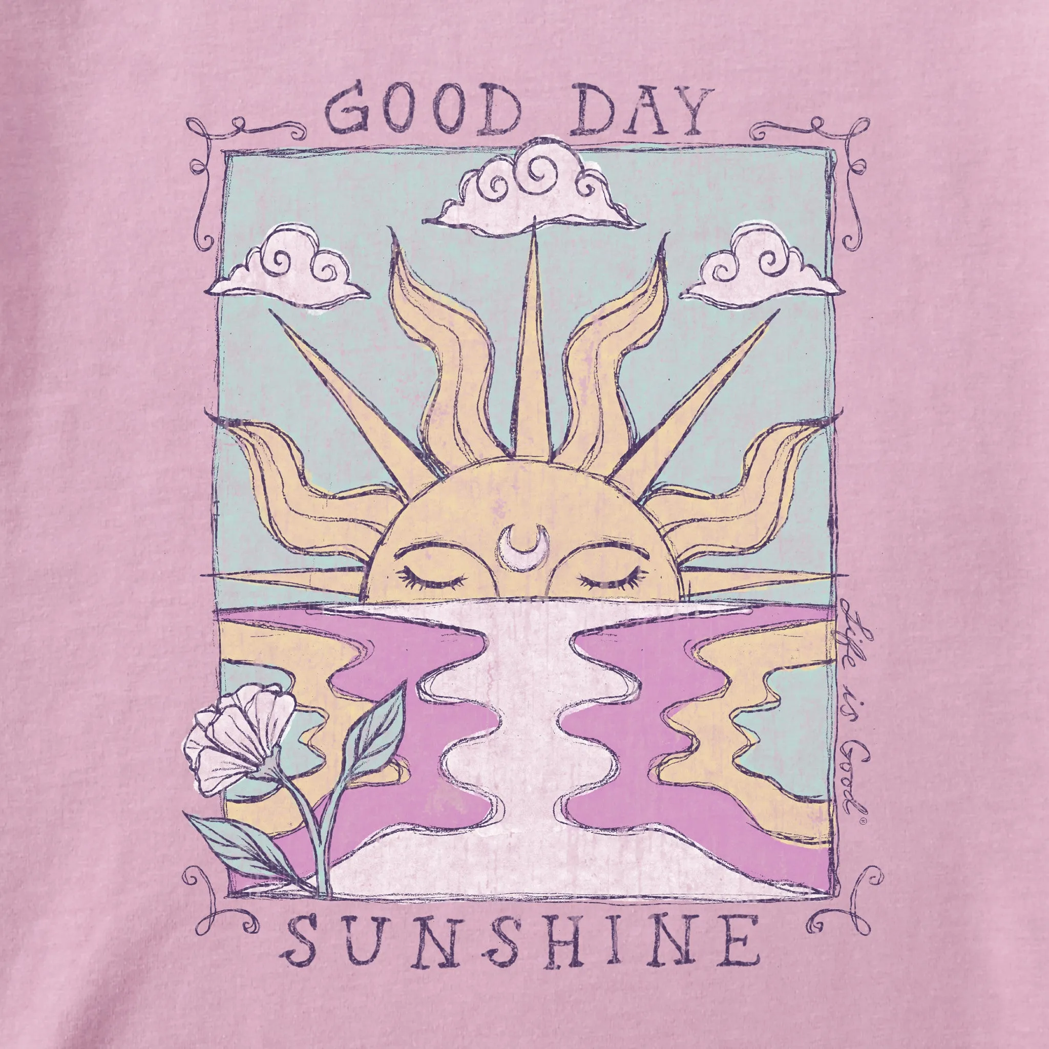 Women's Good Day Sunshine Ocean Short Sleeve Crusher Boxy Tee Life is Good
