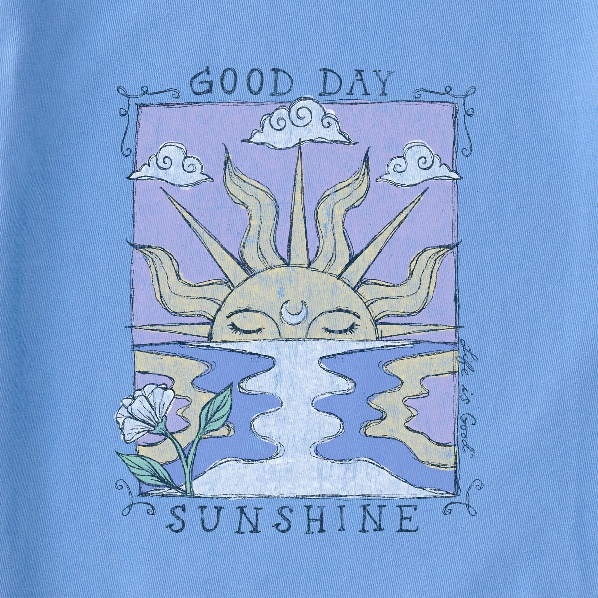 Women's Good Day Sunshine Ocean Short Sleeve Crusher Boxy Tee Life is Good