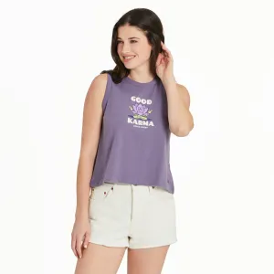 Women's Good Karma Lotus Crusher Boxy Tank Life is Good