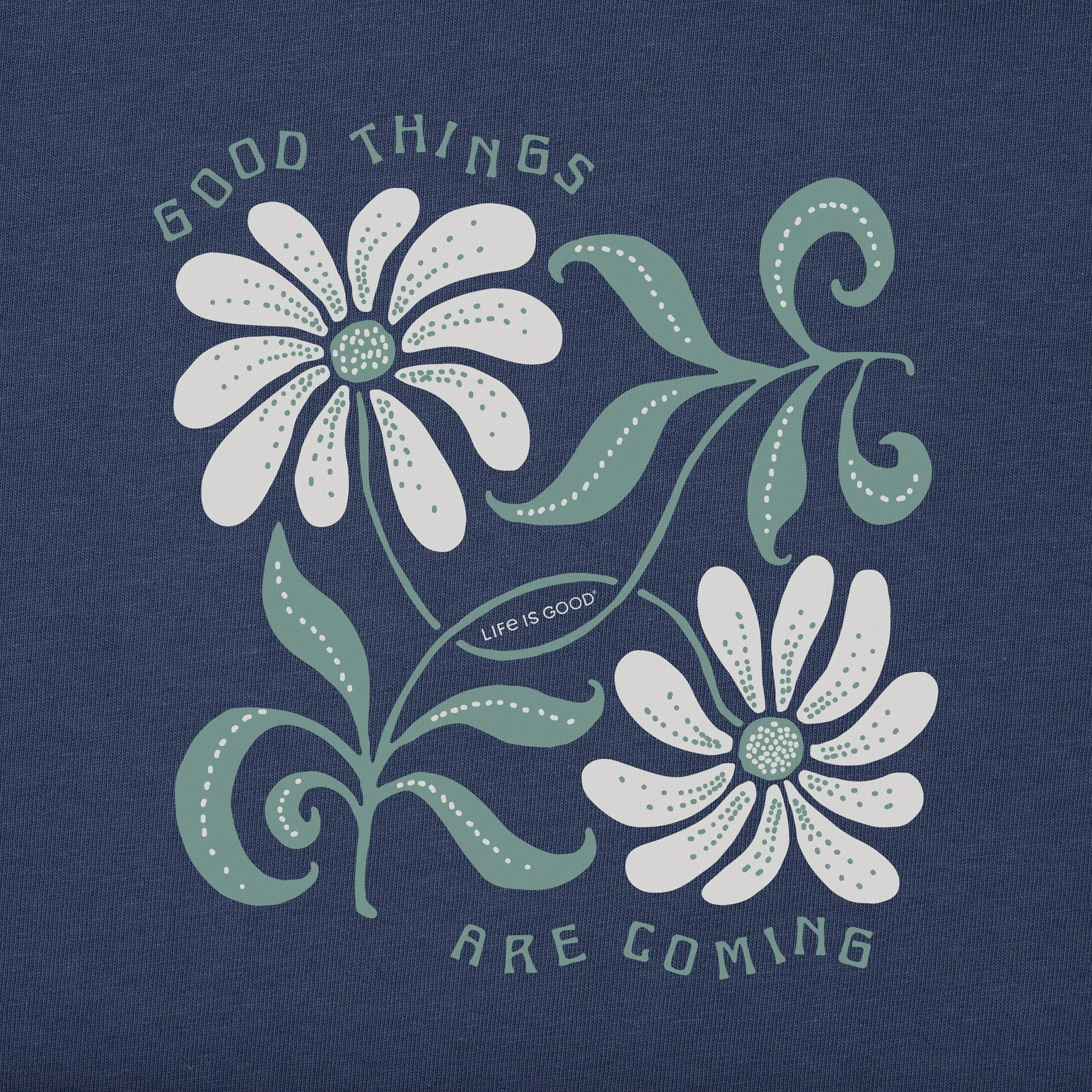 Women's Good Things are Coming Daisies Long Sleeve Crusher Boxy Tee Life is Good