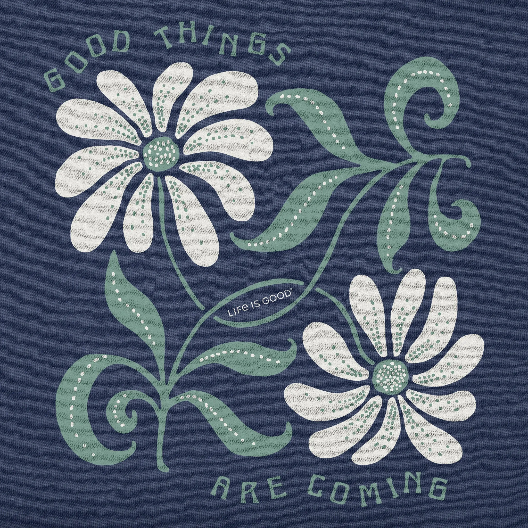 Women's Good Things are Coming Daisies Long Sleeve Crusher Boxy Tee Life is Good