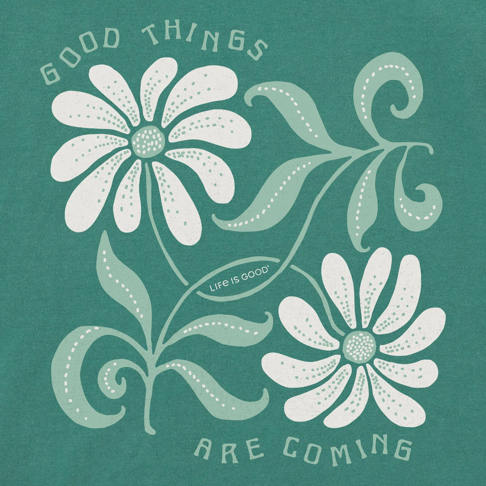 Women's Good Things are Coming Daisies Short Sleeve Crusher Boxy Tee Life is Good