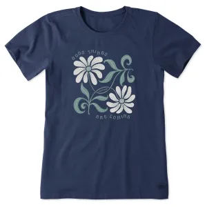 Women's Good Things are Coming Daisies Short Sleeve Tee Life is Good