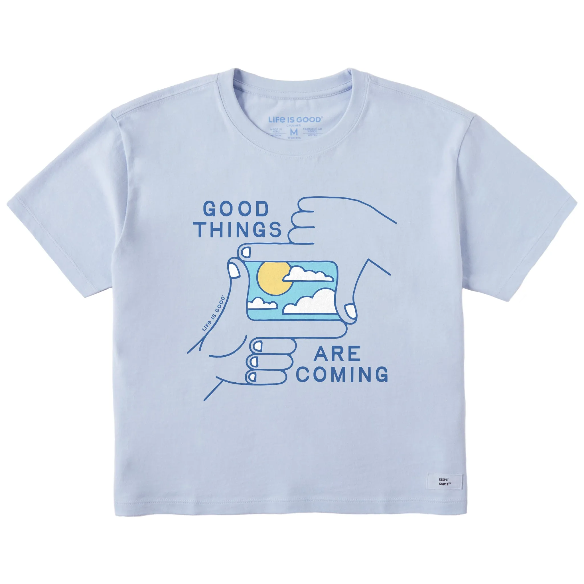Women's Good Things are Coming Hands Short Sleeve Crusher Boxy Tee Life is Good