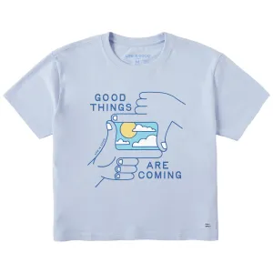 Women's Good Things are Coming Hands Short Sleeve Crusher Boxy Tee Life is Good
