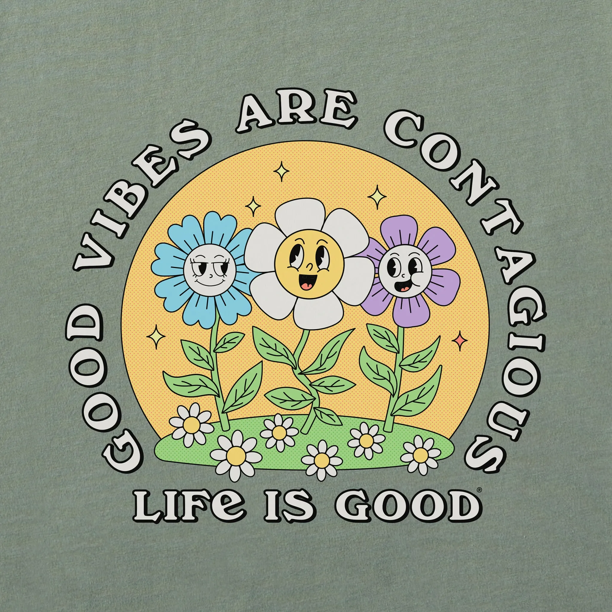 Women's Good Vibes are Contagious Flowers Short Sleeve Crusher Tee Life is Good