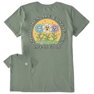 Women's Good Vibes are Contagious Flowers Short Sleeve Crusher Tee Life is Good