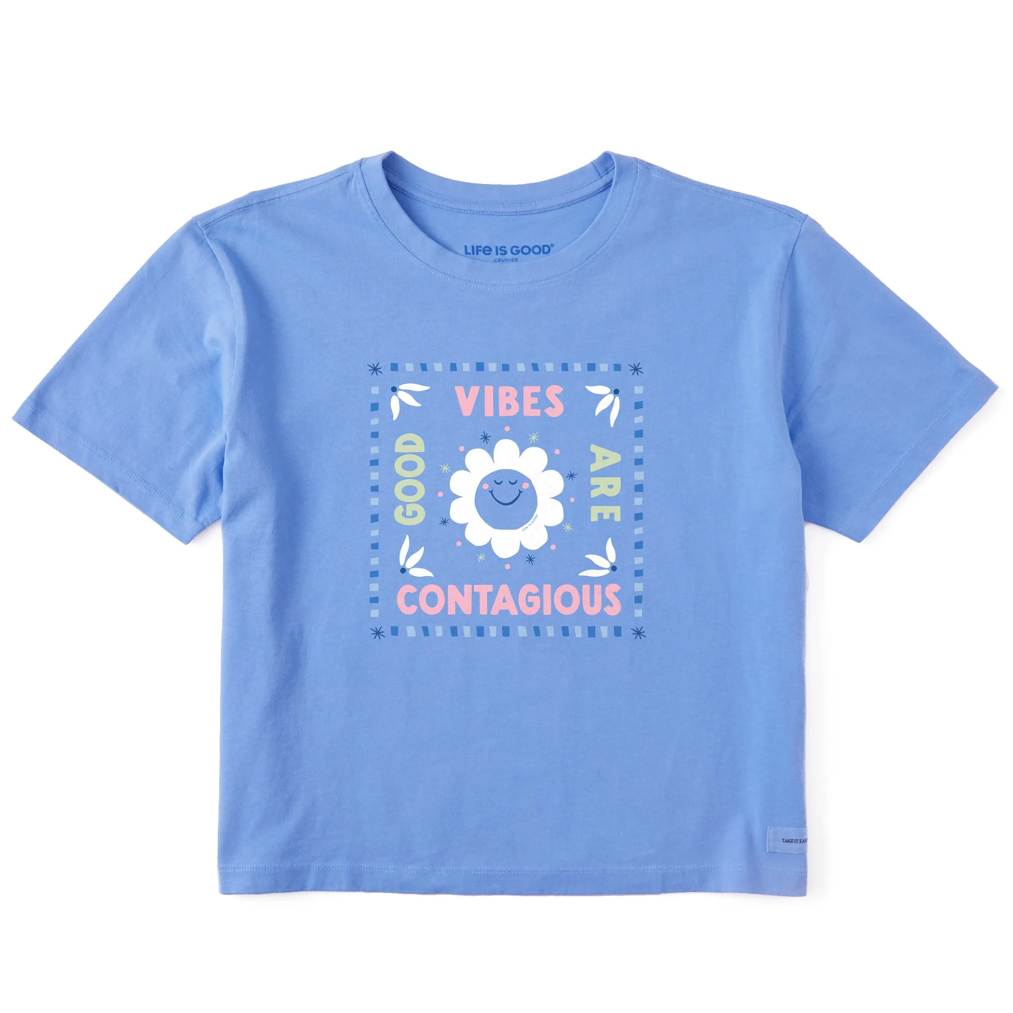 Women's Good Vibes are Contagious Sun Short Sleeve Crusher Boxy Tee Life is Good