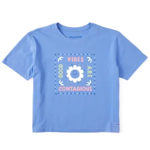 Women's Good Vibes are Contagious Sun Short Sleeve Crusher Boxy Tee Life is Good
