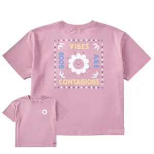Women's Good Vibes are Contagious Sun Short Sleeve Crusher Boxy Tee Life is Good