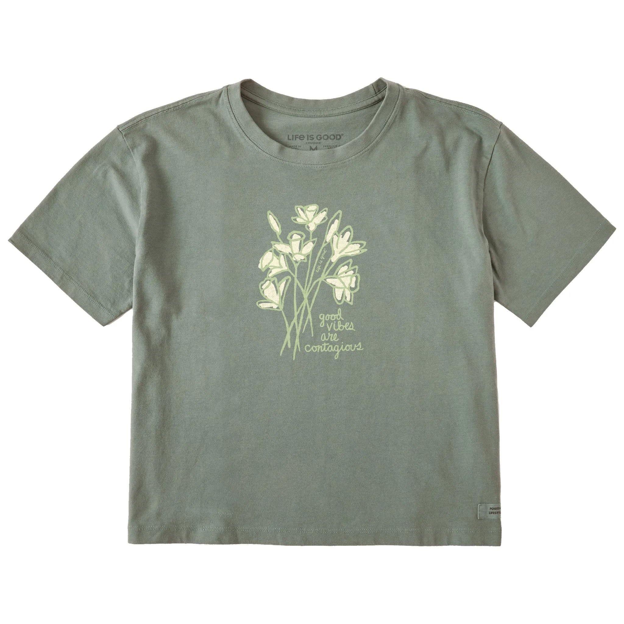 Women's Good Vibes Daffodils Short Sleeve Crusher Boxy Tee Life is Good