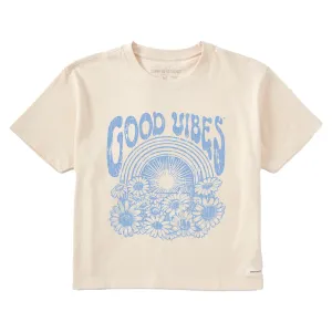 Women's Good Vibes Flowers Short Sleeve Crusher Boxy Tee Life is Good