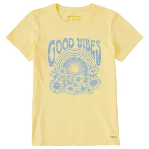 Women's Good Vibes Flowers Short Sleeve Tee Life is Good