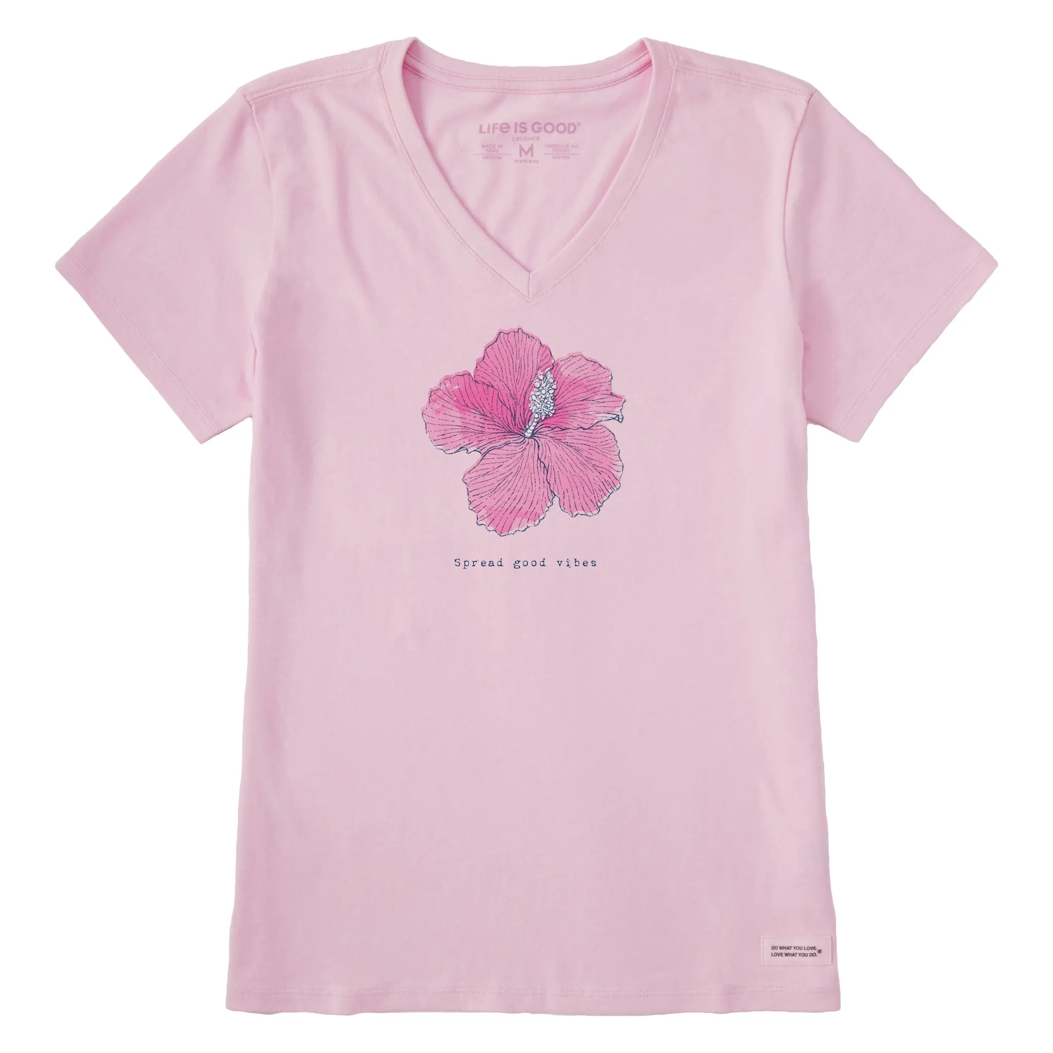 Women's Good Vibes Hibiscus Short Sleeve Crusher Vee Life is Good