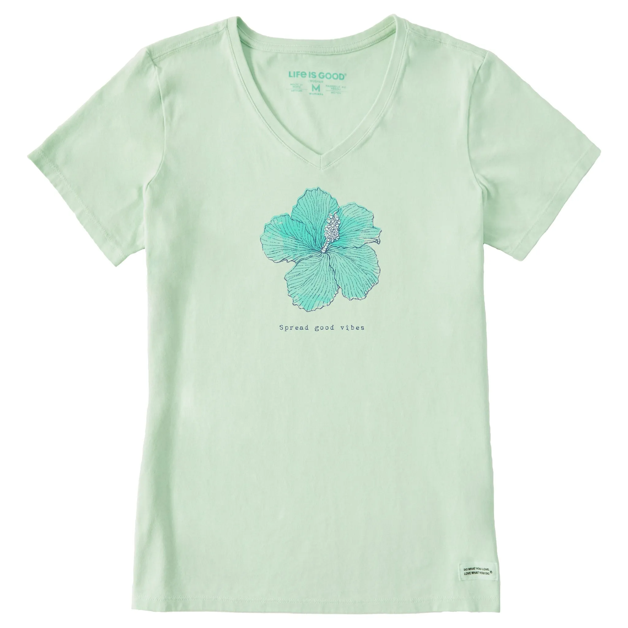 Women's Good Vibes Hibiscus Short Sleeve Crusher Vee Life is Good