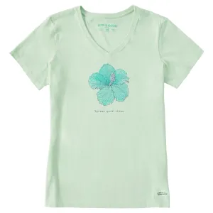 Women's Good Vibes Hibiscus Short Sleeve Crusher Vee Life is Good