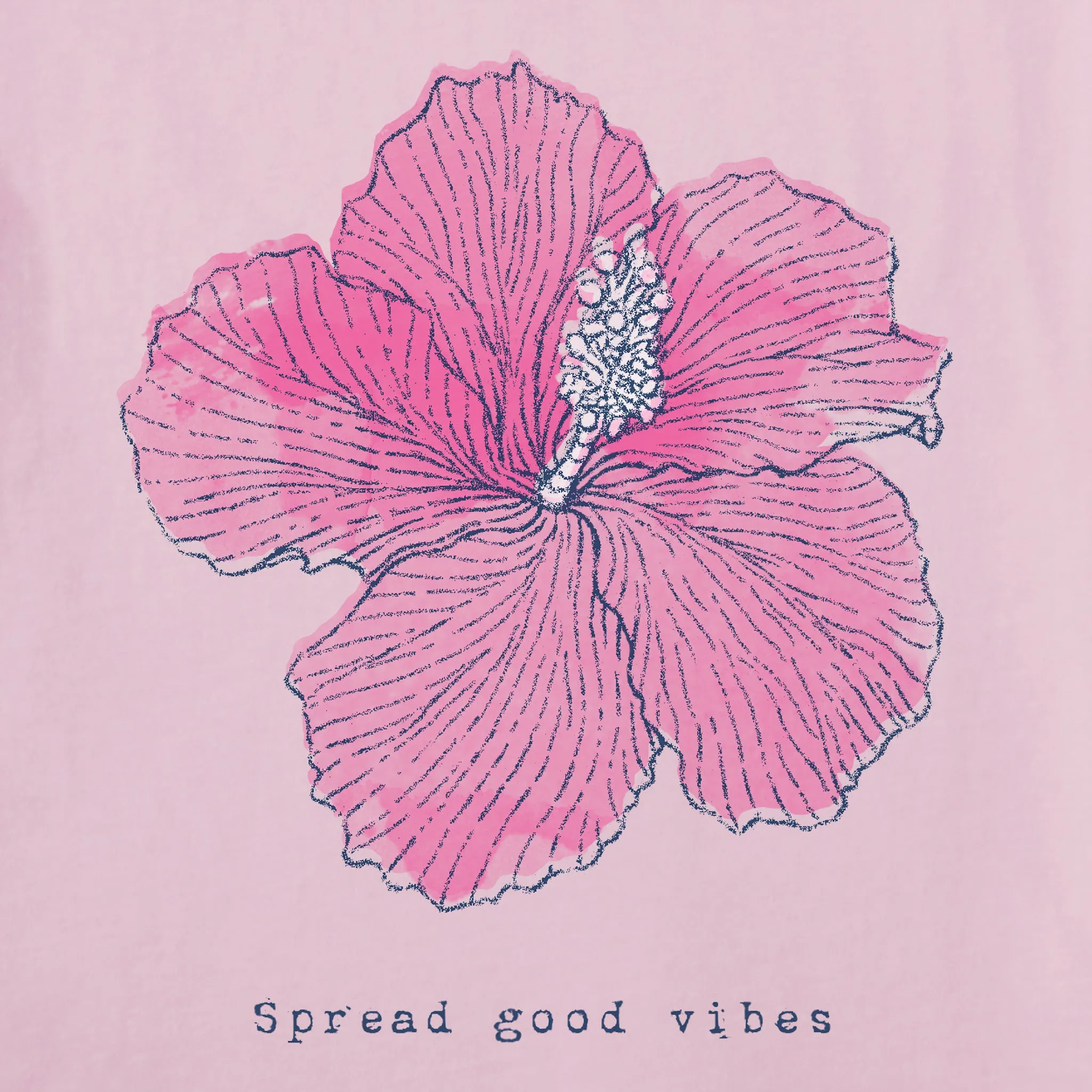 Women's Good Vibes Hibiscus Short Sleeve Crusher Vee Life is Good
