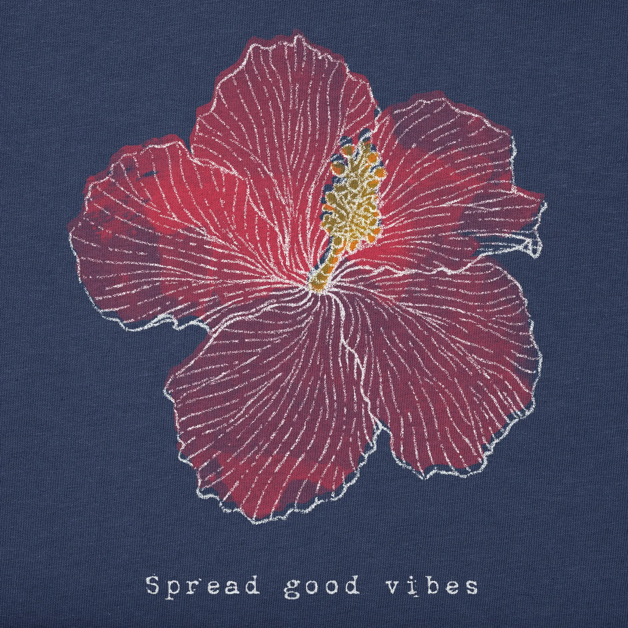 Women's Good Vibes Hibiscus Short Sleeve Crusher Vee Life is Good