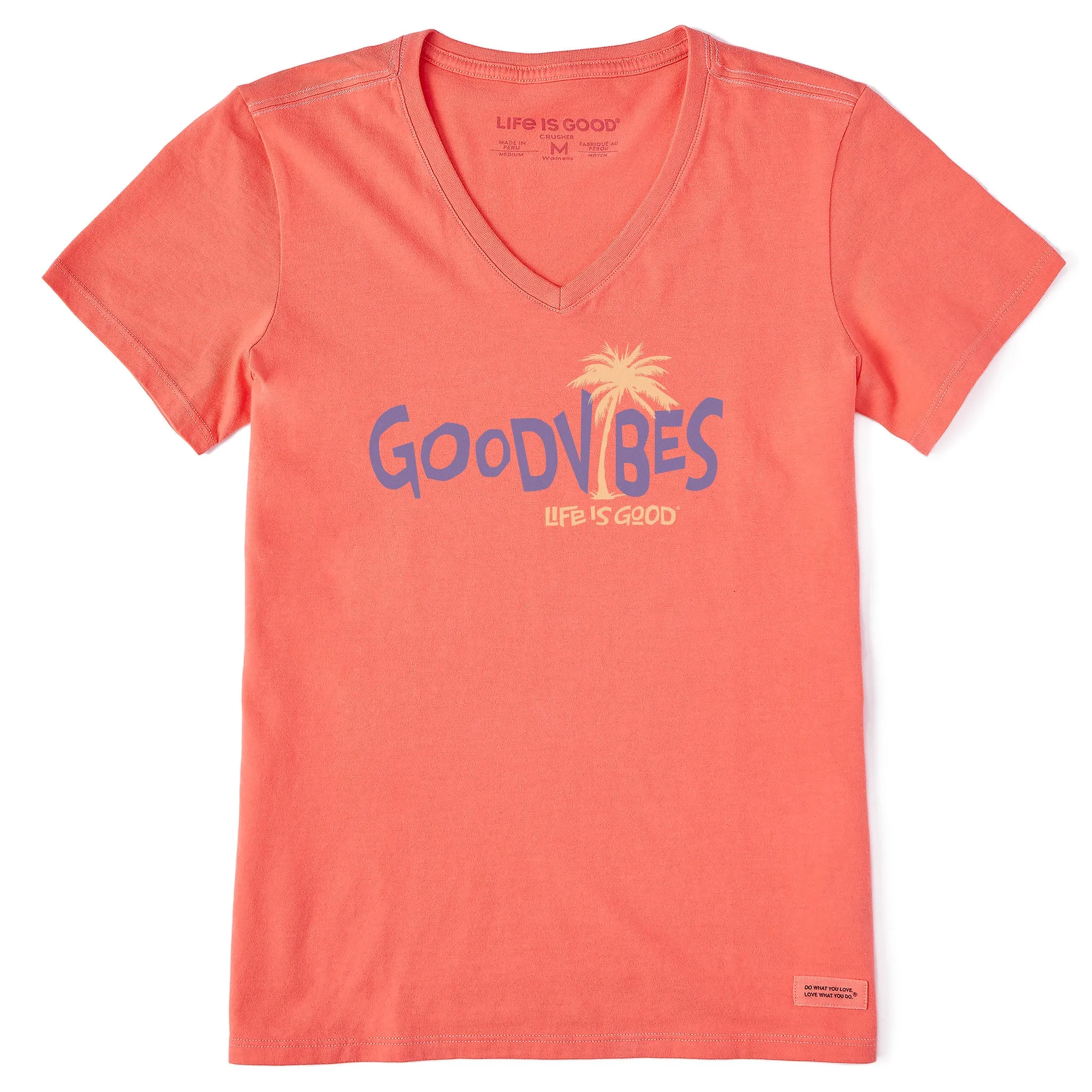 Women's Good Vibes Palm Short Sleeve Crusher Vee Life is Good