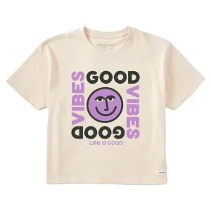 Women's Good Vibes Smile Short Sleeve Crusher Boxy Tee Life is Good