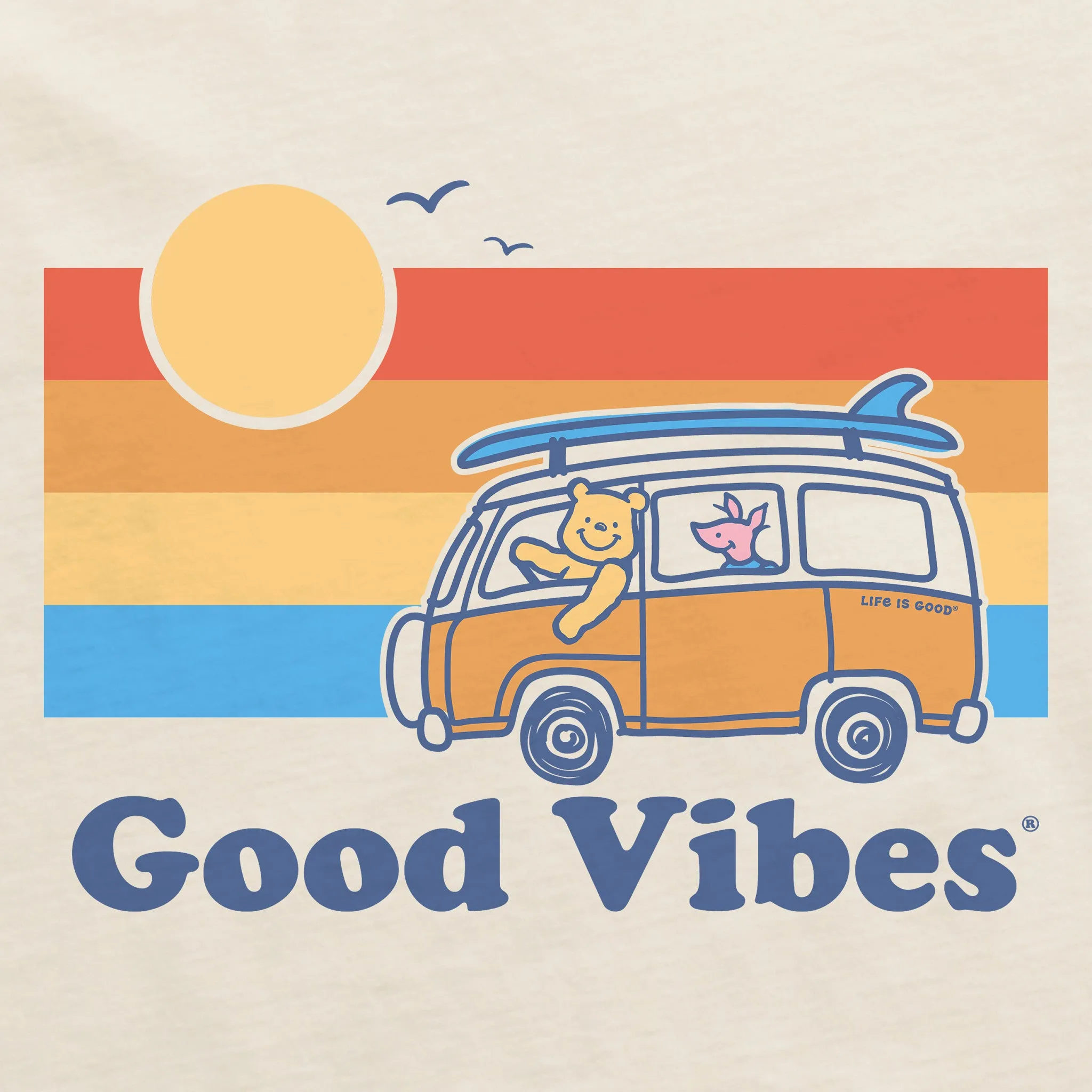 Women's Good Vibes Winnie & P Van Simply True Fleece Crew Life is Good