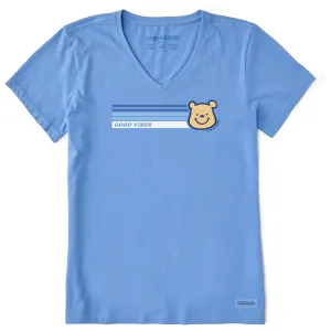 Women's Good Vibes Winnie Stripes Short Sleeve Vee Life is Good