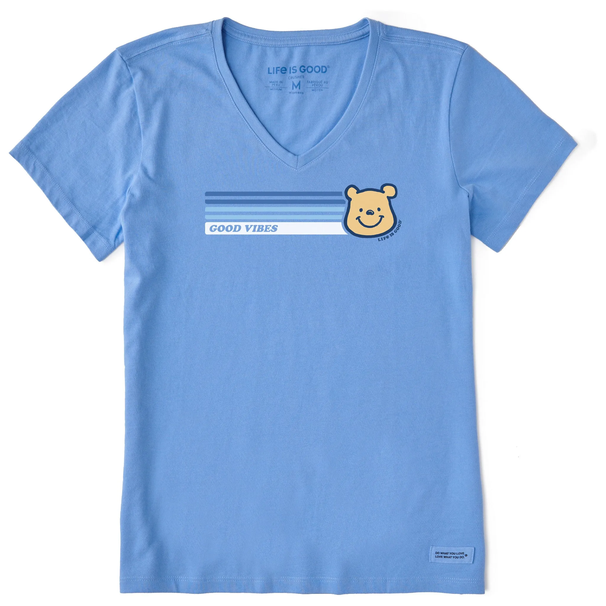 Women's Good Vibes Winnie Stripes Short Sleeve Vee Life is Good