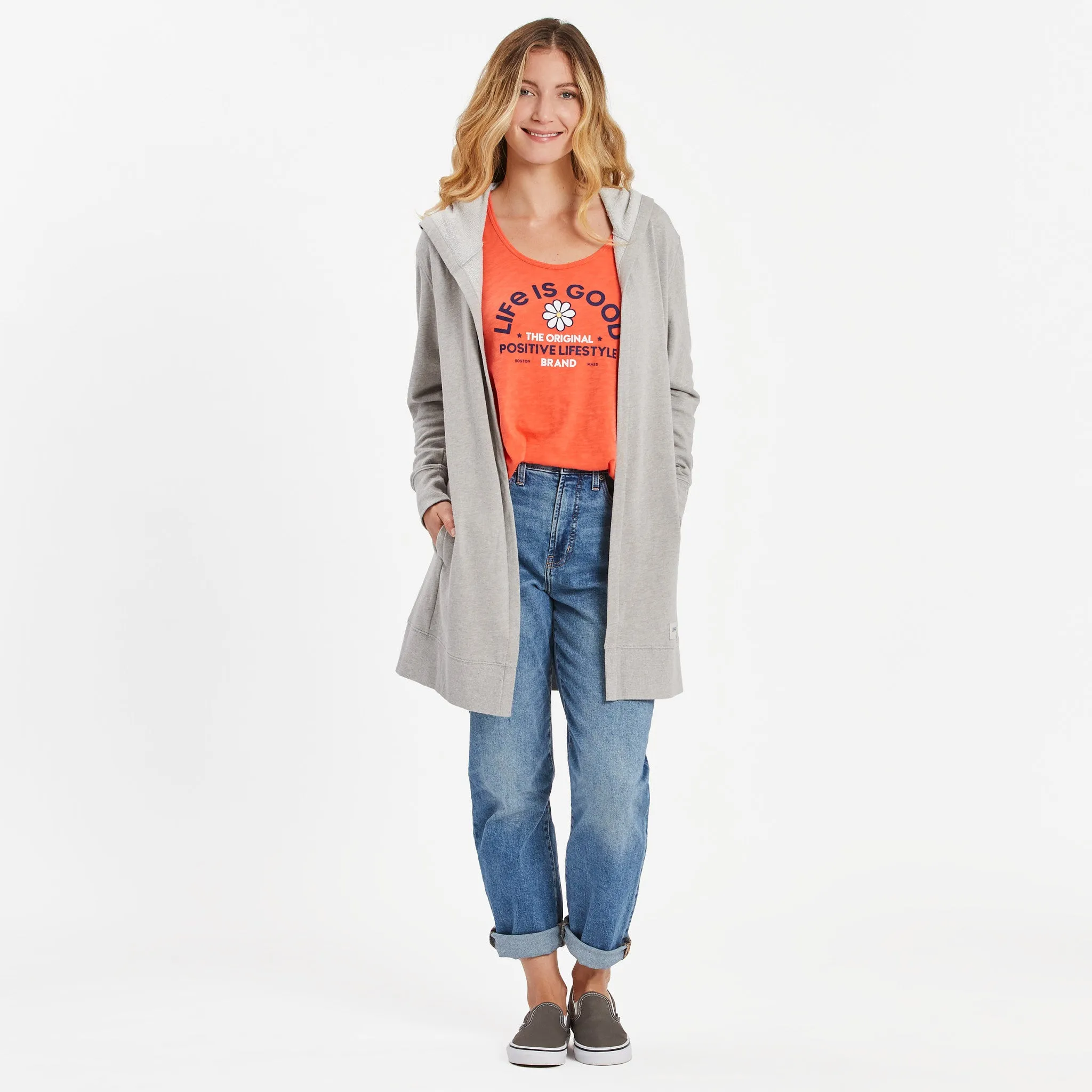 Women's Good Vibes Wordmark Beyond Hip French Terry Tunic Life is Good