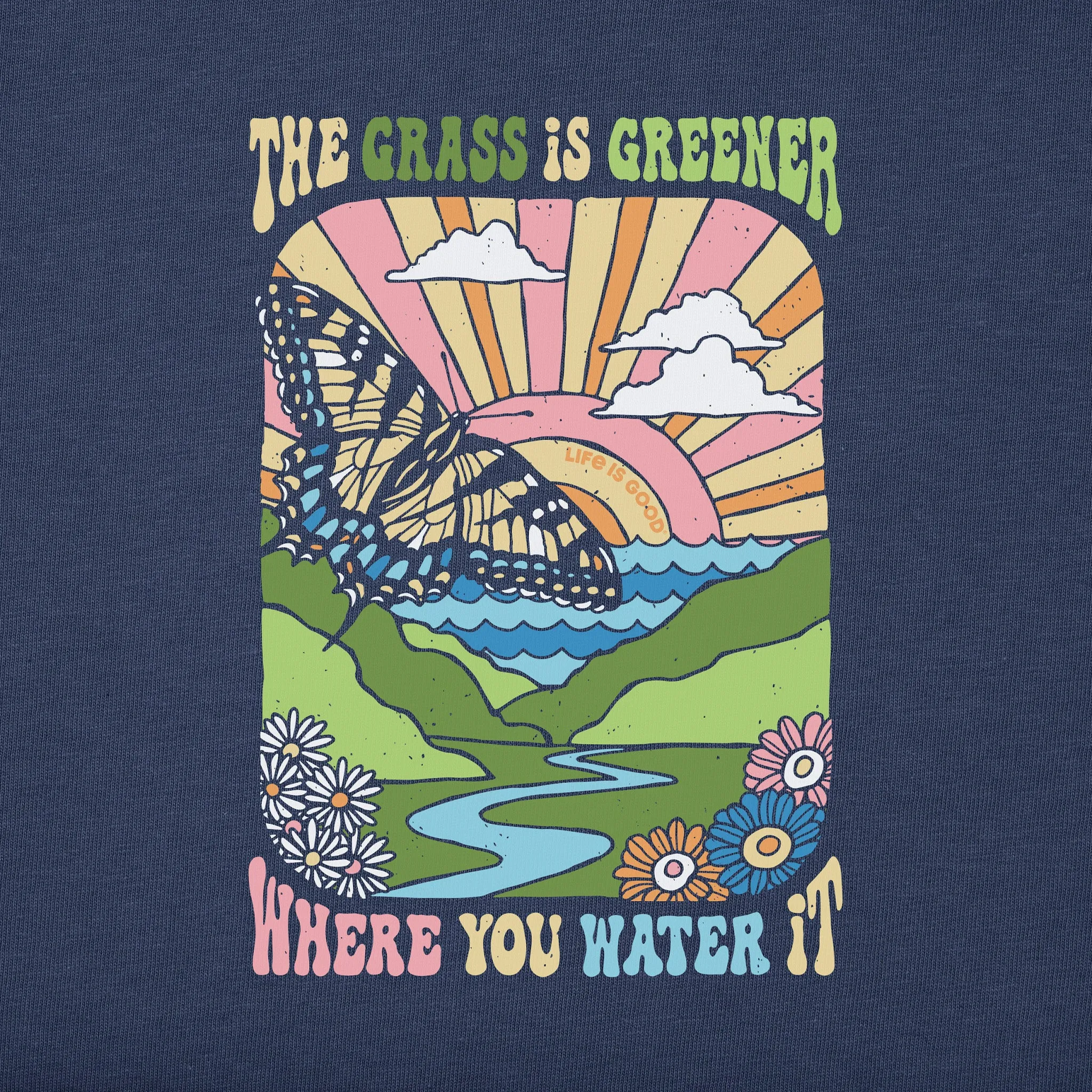 Women's Grass is Greener Butterfly Poster Short Sleeve Tee Life is Good