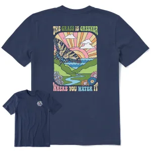 Women's Grass is Greener Butterfly Poster Short Sleeve Tee Life is Good