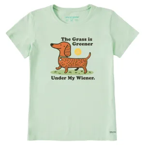 Women's Grass is Greener Wiener Short Sleeve Crusher Tee Life is Good