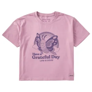 Women's Grateful Day Butterfly Short Sleeve Crusher Boxy Tee Life is Good