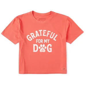 Women's Grateful for my Dog Short Sleeve Crusher Boxy Tee Life is Good