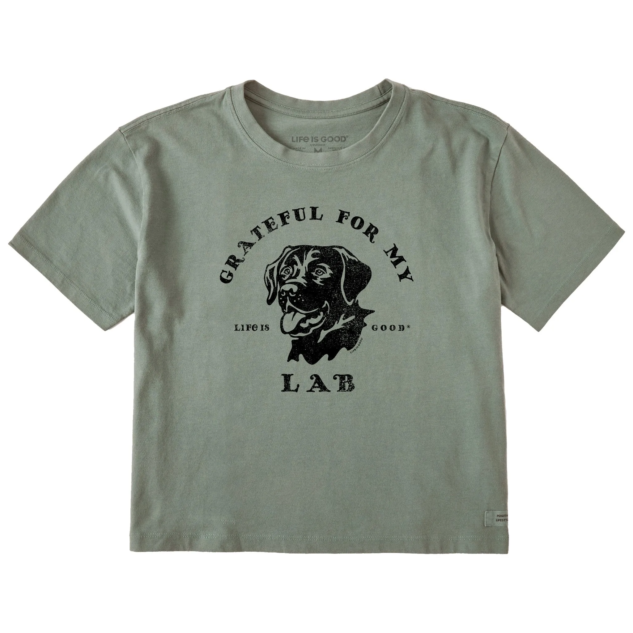 Women's Grateful for my Lab Short Sleeve Crusher Boxy Tee Life is Good