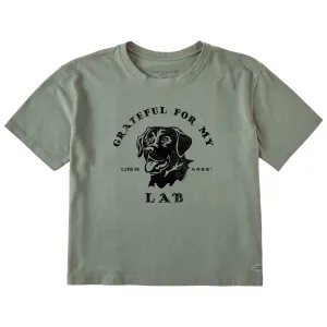 Women's Grateful for my Lab Short Sleeve Crusher Boxy Tee Life is Good