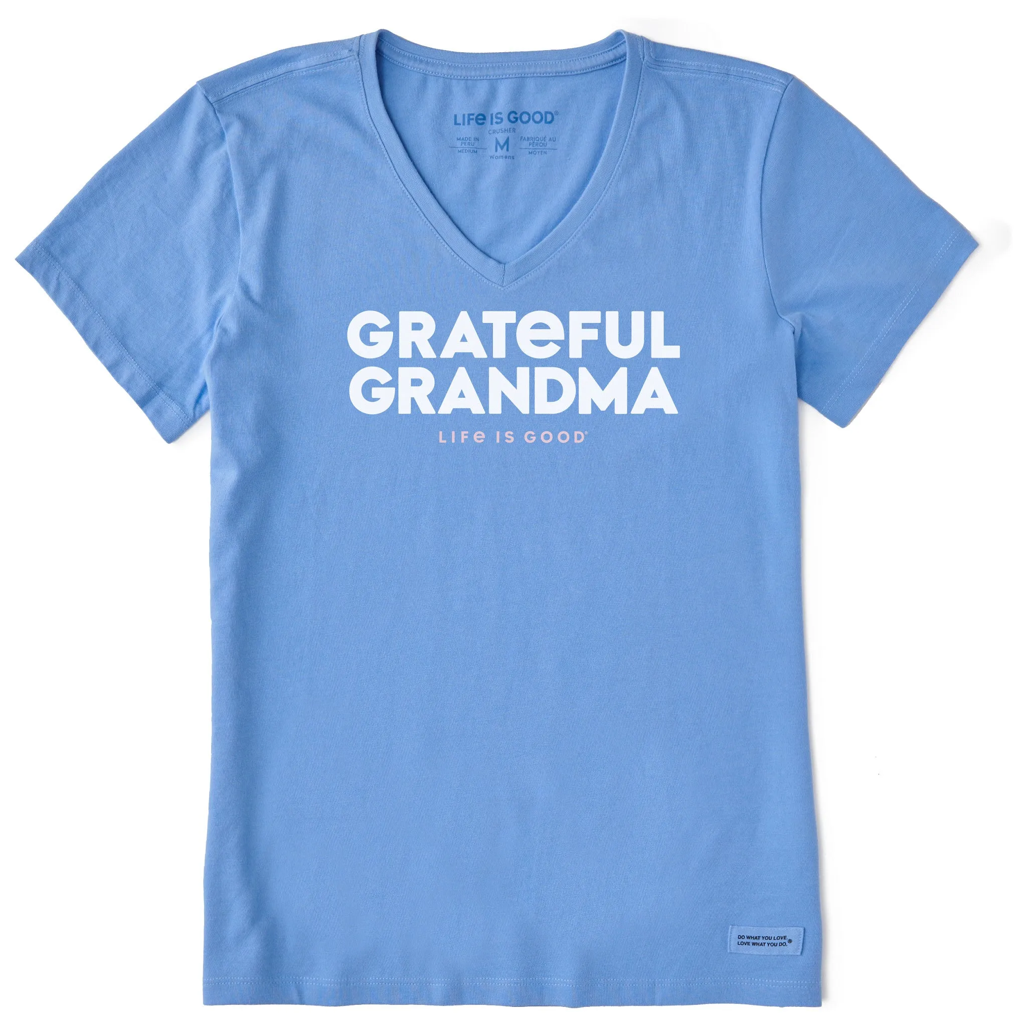 Women's Grateful Grandma Short Sleeve Crusher Vee Life is Good