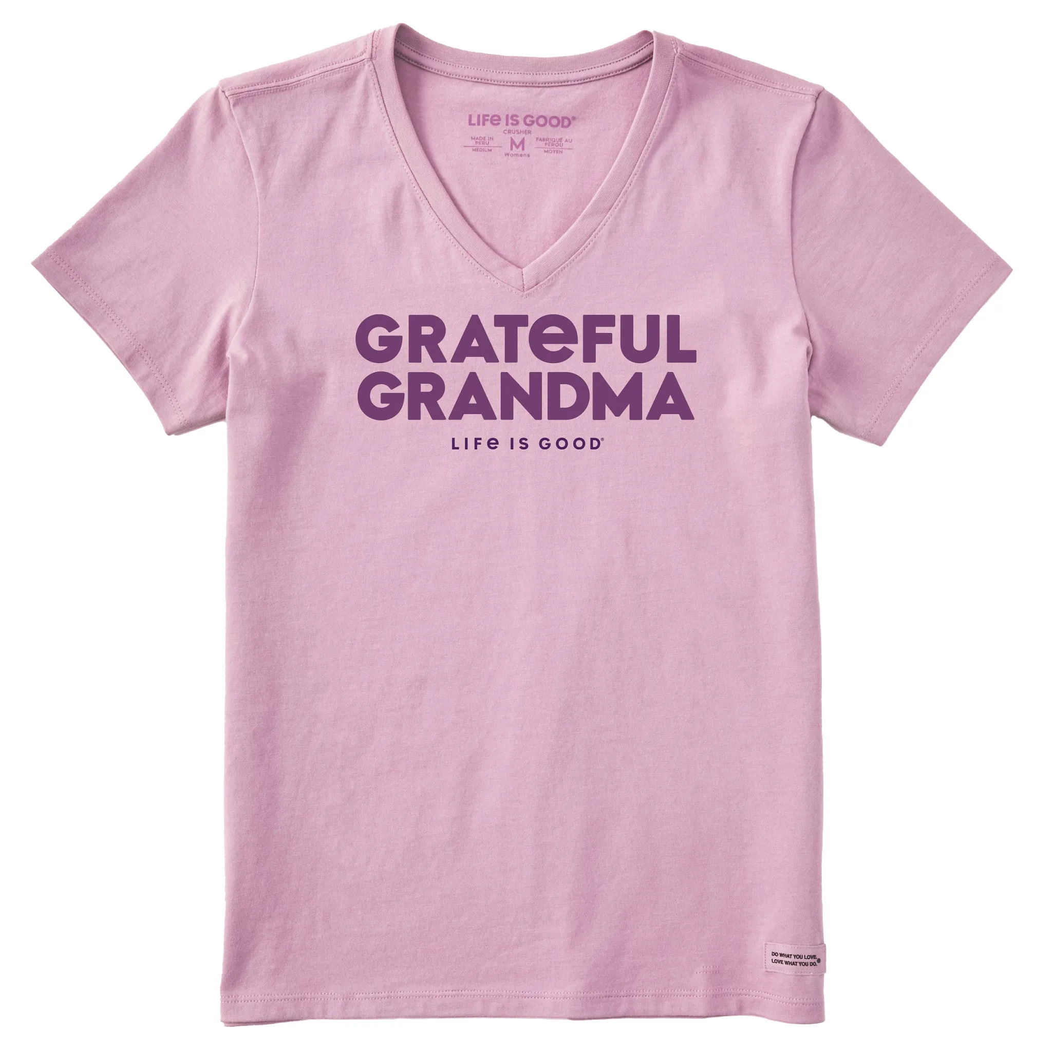 Women's Grateful Grandma Short Sleeve Crusher Vee Life is Good