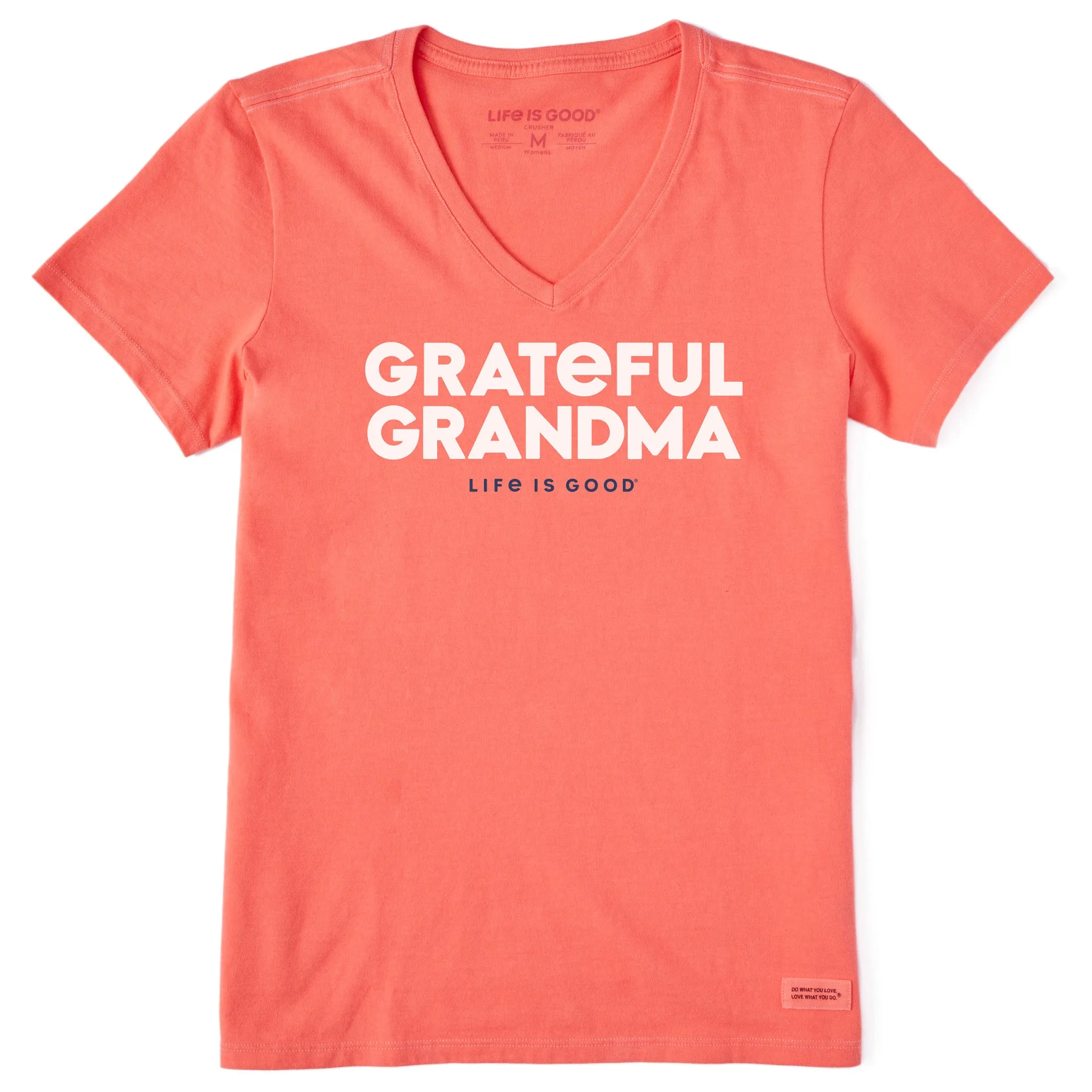 Women's Grateful Grandma Short Sleeve Crusher Vee Life is Good