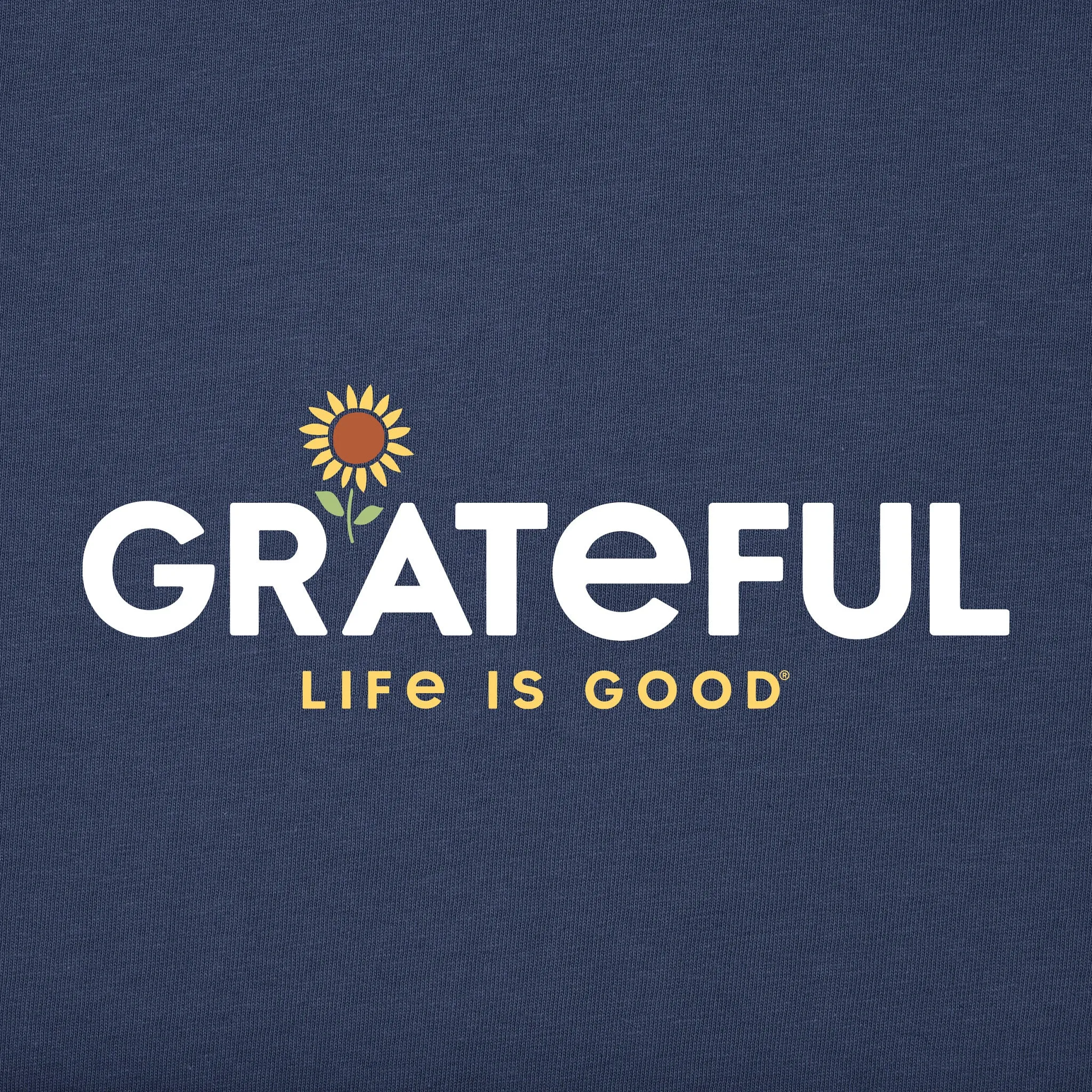 Women's Grateful Sunflower Long Sleeve Crusher Vee Life is Good