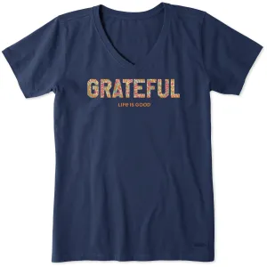 Women's Grateful Tie Dye Short Sleeve Crusher Vee Life is Good