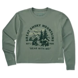 Women's Great Smoky Bear With Me Long Sleeve Crusher Boxy Tee Life is Good