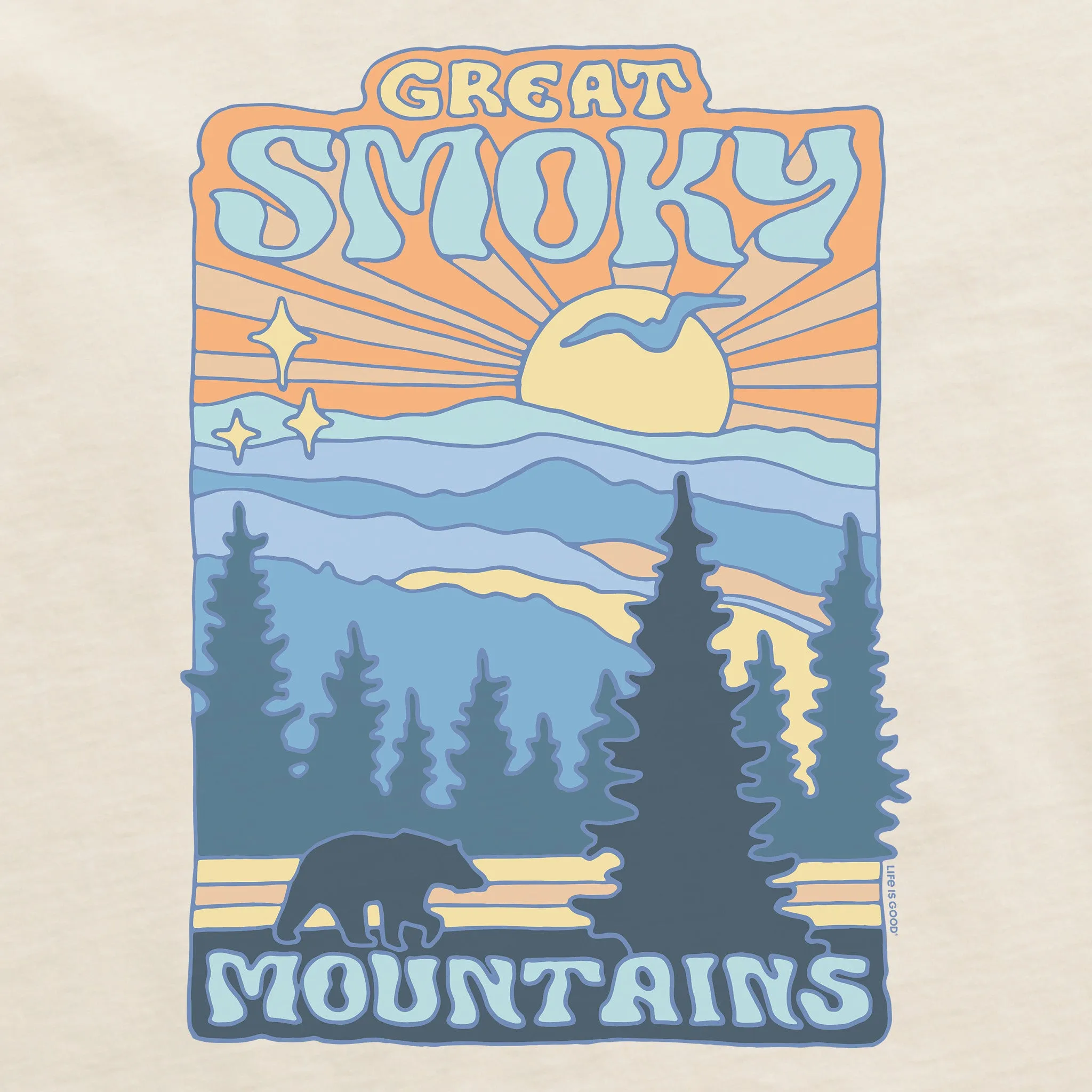 Women's Great Smoky Mountains Poster Short Sleeve Crusher Boxy Tee Life is Good